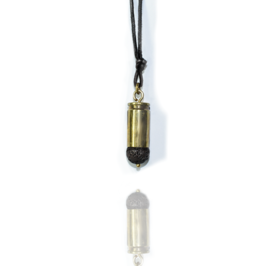 MAKE LOVE NOT WAR necklace lava stone